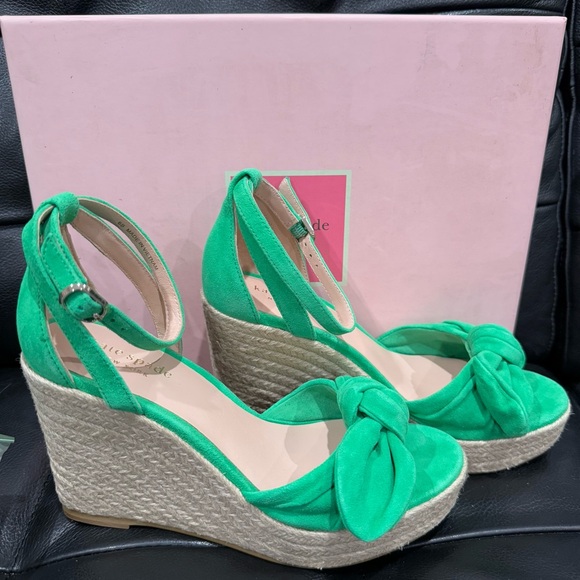 KATE SPADE Tianna Suede Bow Wedge Espadrille Sandal - Picture 2 of 7